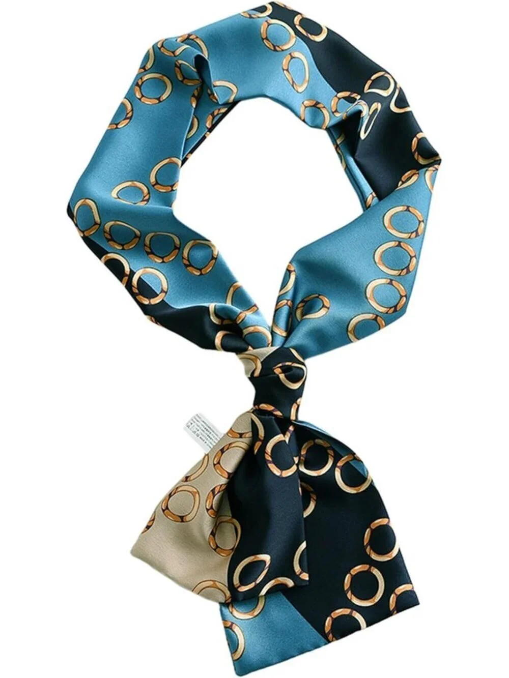 Women's Blue Circle Stylish Silky Satin Headscarf Wrap Lightweight Scarves Scarf